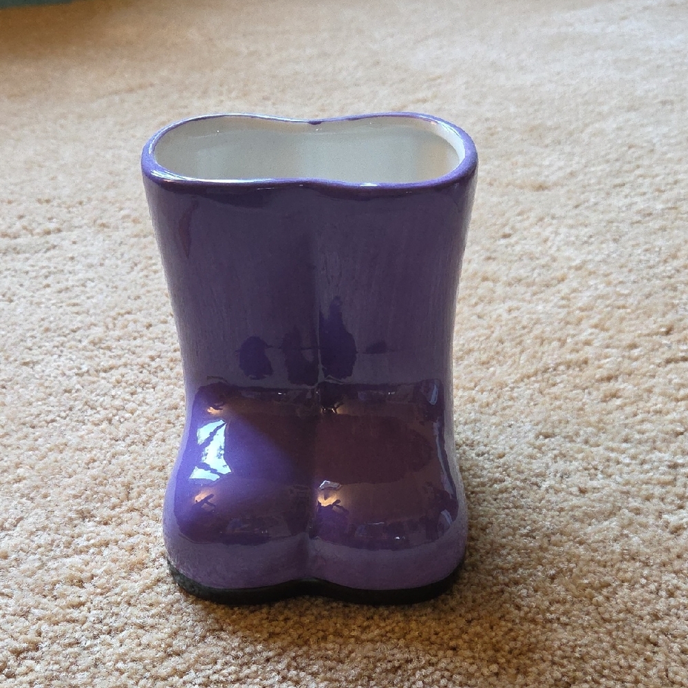 Purple Ceramic Boot Vase